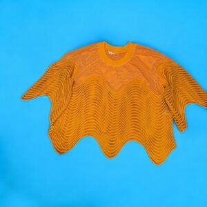 Dalin Wavy Mesh Statement Top - Mustard Yellow - NWOT NEVER WORN